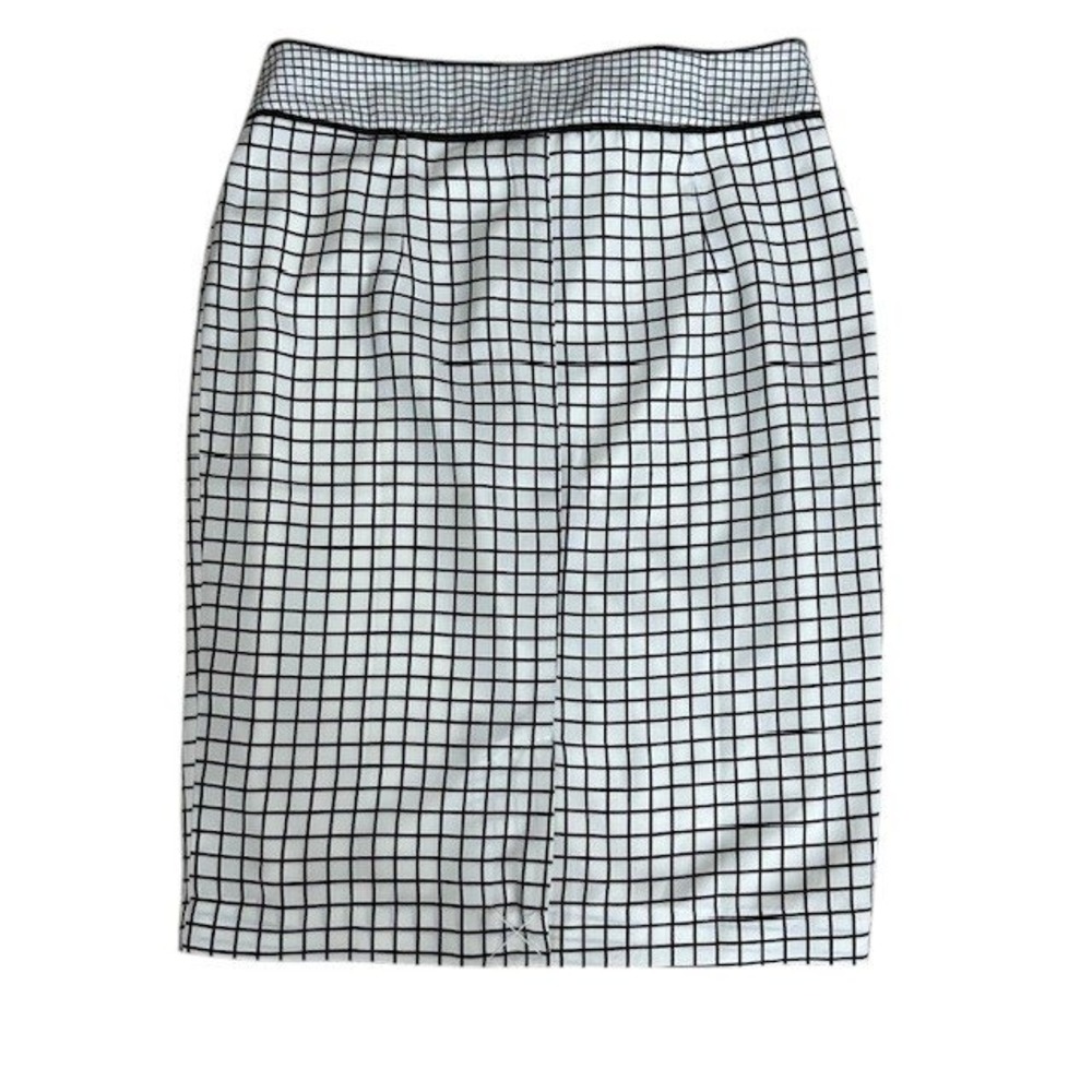 Downeast Pencil Skirt White Grid Pattern Career Wear Business Casual Size Med - Picture 7 of 11